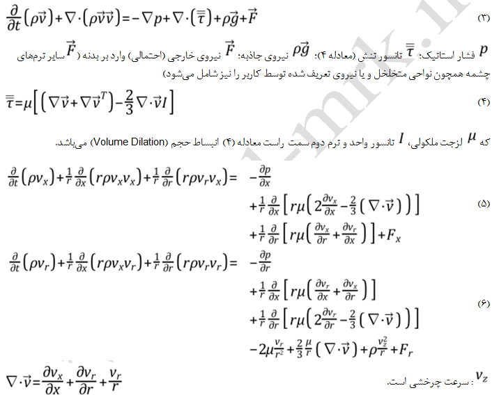 معادلات ممنتم برای جریان‌های تراکم ناپذیر