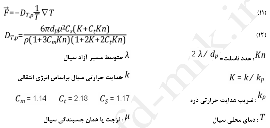 معادله نیروی ترموفورتیک در مدل DPM
