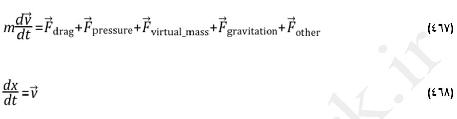 معادلات حاکم بر حرکت ذرات در مدل برخورد روش المان گسسته 